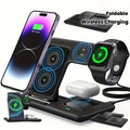 3-In-1 Wireless Charging Station, 15W Fast Foldable Mag-Safe Charger Stand, Compatible with iPhone 15/14/13/12/11/X/8 Pro Max/Pro/Mini/Plus, iWatch Ultra9/8/7/6/5/4/3/2, Airpods 3