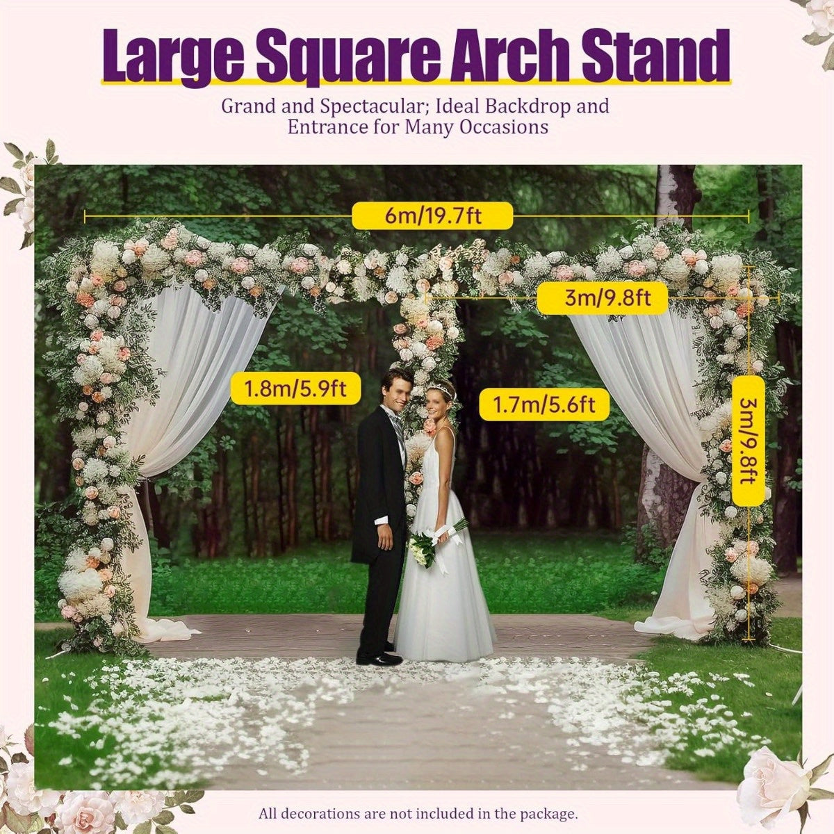 20Ft X 10Ft Backdrop Stand Pipe Kit Heavy Duty Wedding Backdrop Stand Drape Kit Curtain Frame with Weighted Stainless Bases for Backdrop Frame Wedding Backdrop Ceremony Backdrop