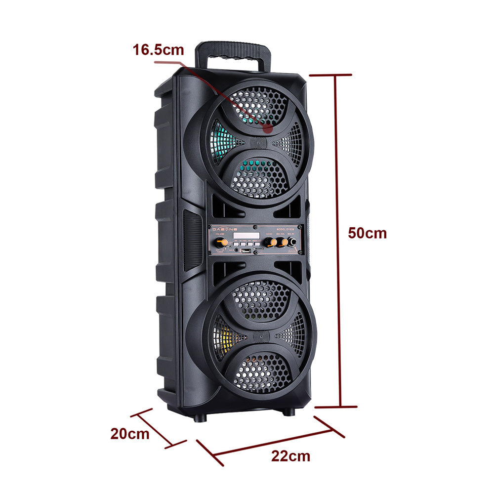 3000w Portable Wireless Bluetooth Speaker Sound System Party Dj karaoke Dual 6.5" Woofer Speaker Led Light With Microphone Rechargeable USB FM AUX TF TWS With a Pull Rod and Wheels Outdoor Speaker