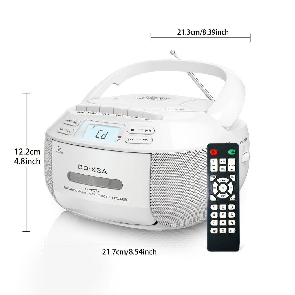 [CD Cassette Player Boombox] CD Player Boombox CD Player And Cassette Player Combo, AM FM Radio Stereo Sound With Remote Control, Ac/Battery Operated, LCD Display, Support AUX USB Earphone Jack For Home