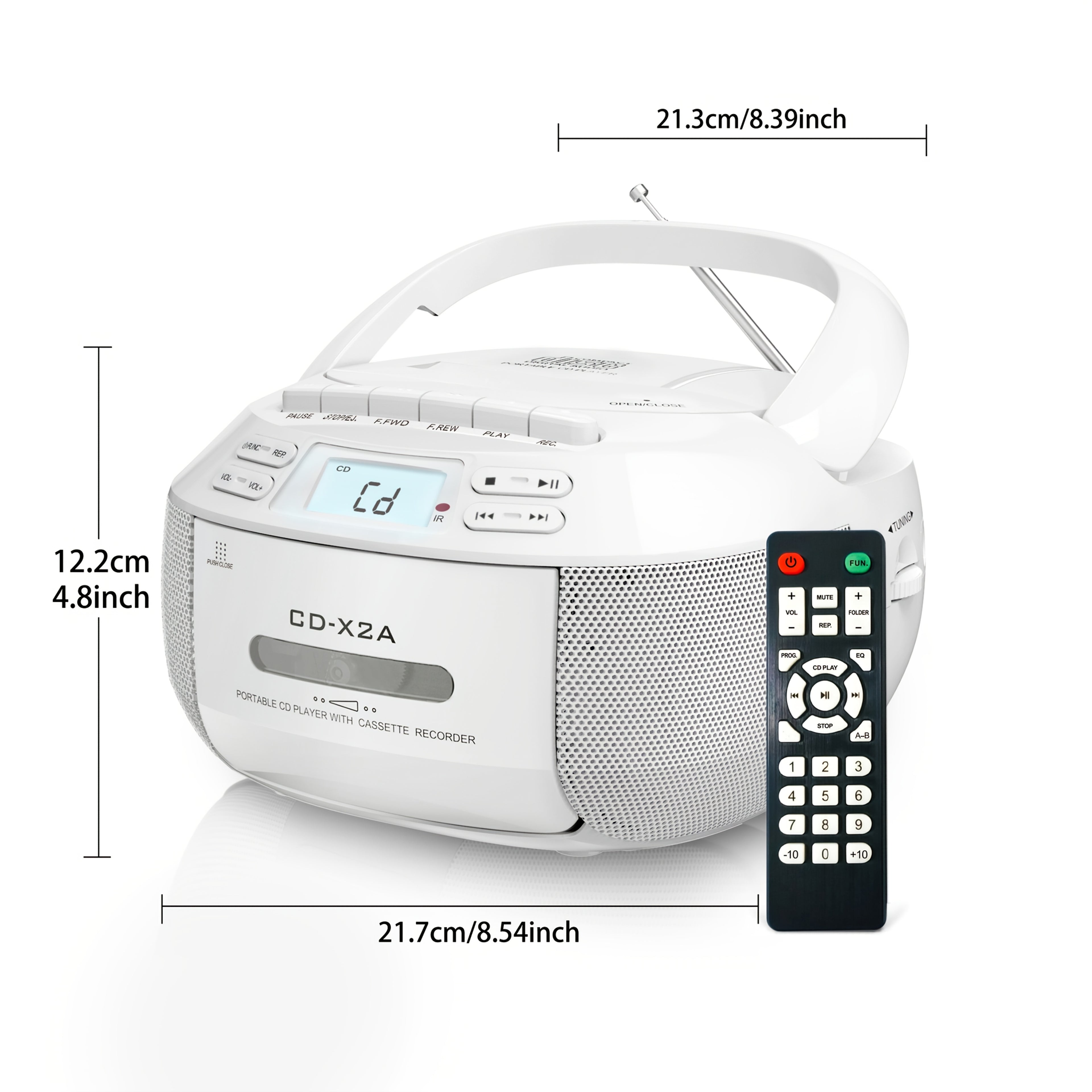 [CD Cassette Player Boombox] CD Player Boombox CD Player And Cassette Player Combo, AM FM Radio Stereo Sound With Remote Control, Ac/Battery Operated, LCD Display, Support AUX USB Earphone Jack For Home