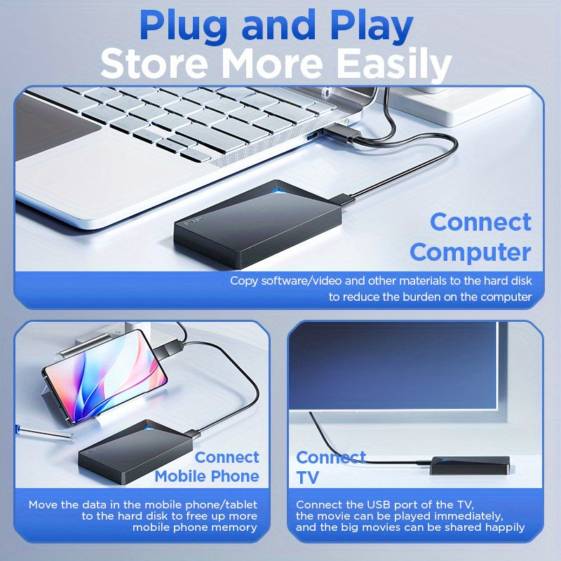 G20pro EAGET 1TB USB3.0 Portable Hard Drive, Dual-Disk Design, 5GB/s Transfer Speed, 2.5inh External Mechanical Hard Drive, Plug & Play, Wide Compatibility for PC, Laptop, Mac, Business & Home Use, Data Backup, Sleek Design, Reliable Storage