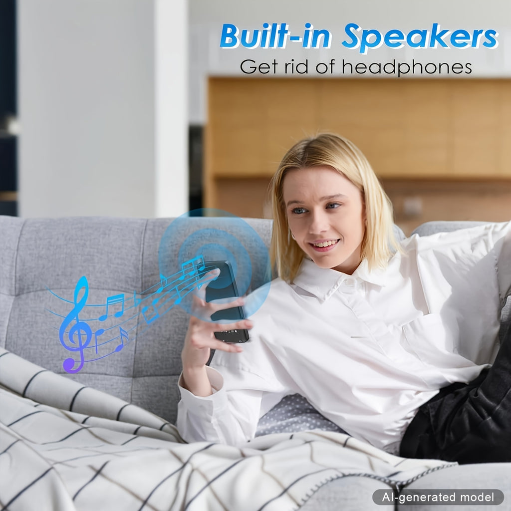 [Portable Wireless5.0] MP3 Player With Wireless & 64G Micro SD Card Build-In Speaker Wireless 5.0 Portable MP3 FM Radio Photo E-Book Reader 1.8 Inch Screen Supports Up To 64GB (Black)