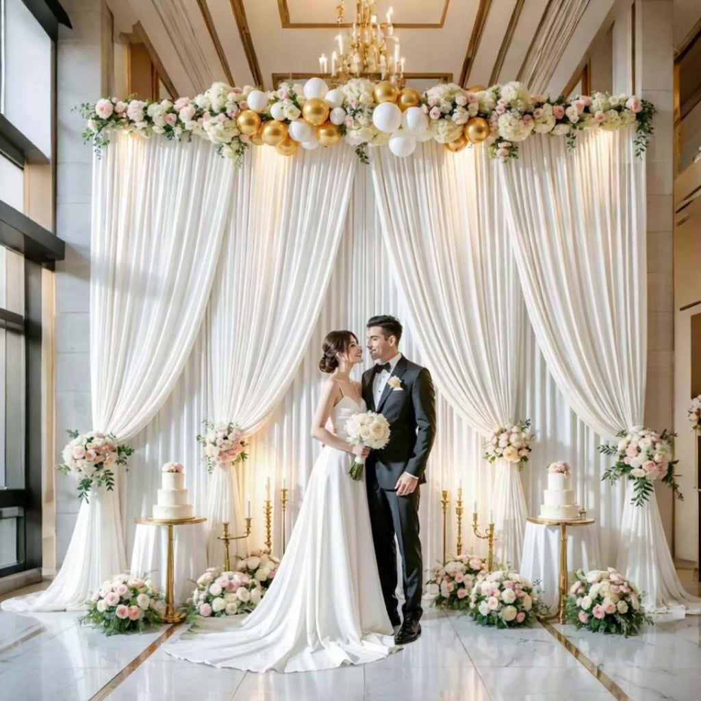 4pcs Elegant Backdrop Curtains - Soft & Smooth, Non-Transparent | Photo Backdrop & Party Decor for Weddings, Birthdays, Christenings
