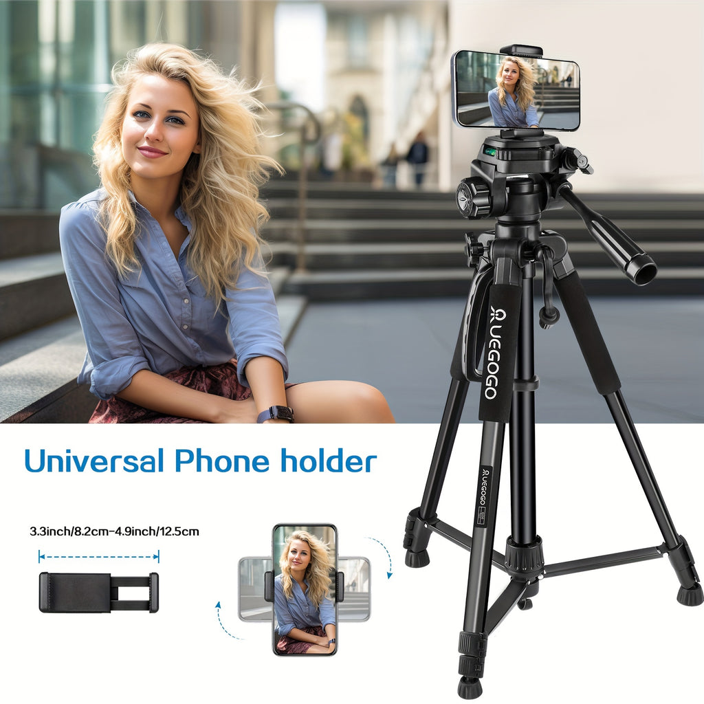 UEGOGO 5ft Heavy-Duty Tripod for DSLR, Mirrorless Cameras & Phones - Professional Video Stand with Storage Bag & Phone Holder