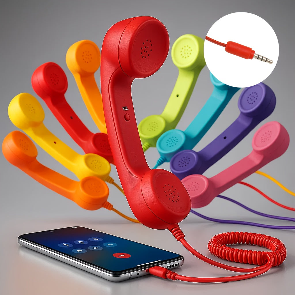 New Retro Phone Handset | Hands-Free Calling for Seniors with Clear Sound And Volume Control Button | Compatible with Smartphones, Tablets And Computers, with Optional Type-C Adapter | Available In Multiple Colors | Practical Christmas Gift