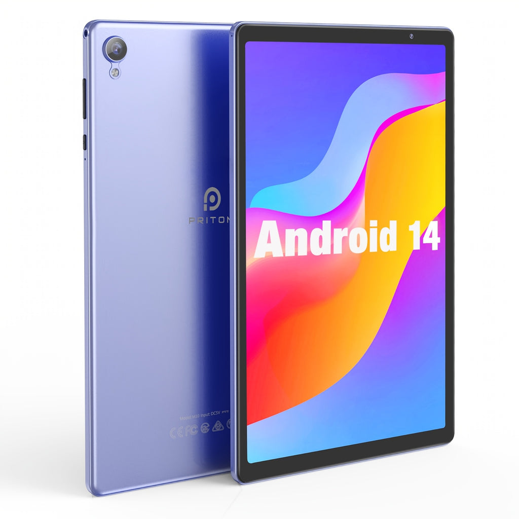 [Android 14 Tablet] Pritom 10.1 Inch Android 14 Tablet, 4GB DDR (2GB+2GBExpansion)RAM, 32GB ROM, 6000mAh, Quad Core Processor, 10 Inch Tablet, Android Tablet High-Definition IPS Screen, Camera, Wi Fi, Google, PC, Pad Tablet