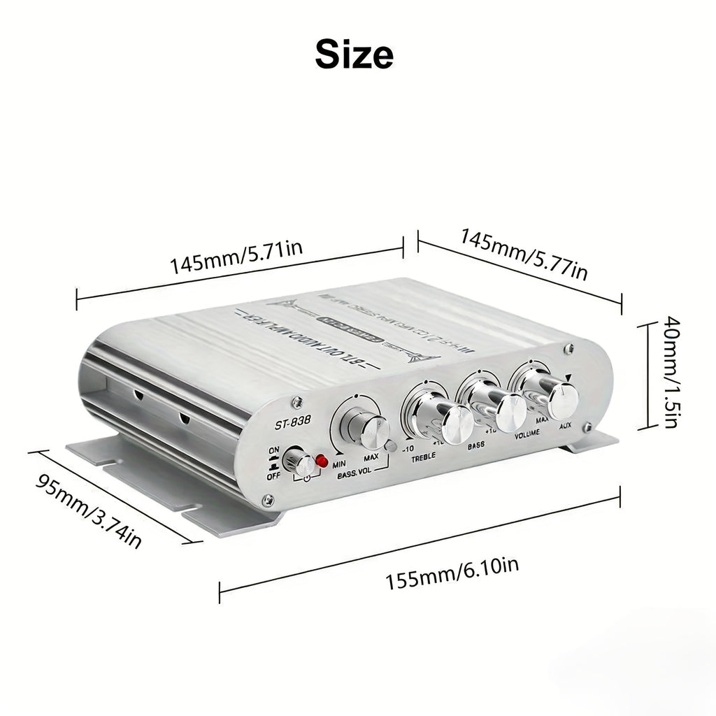 12V 400 Watt 2.1Channel Car Audio Stereo Amplifier Speaker Power Class A/ B Amp Material: Cast Iron