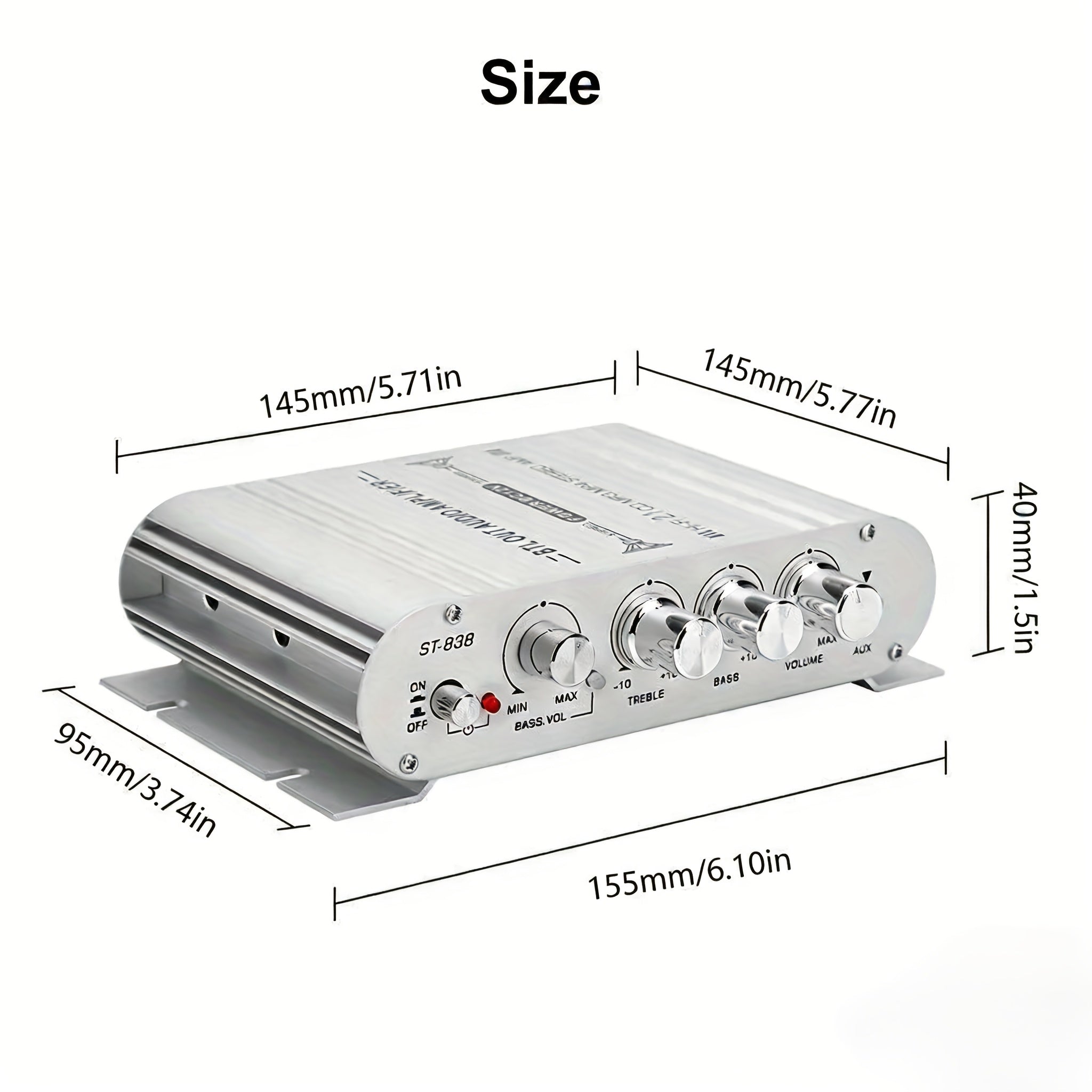 12V 400 Watt 2.1Channel Car Audio Stereo Amplifier Speaker Power Class A/ B Amp Material: Cast Iron