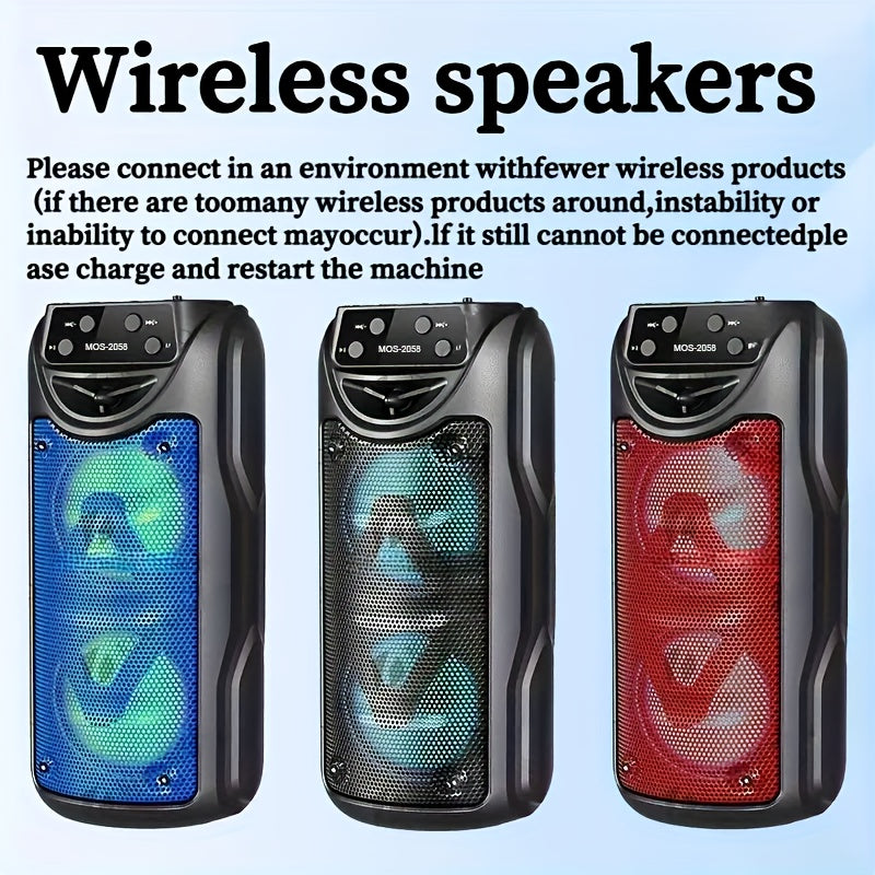 MOS-2058 Wireless Portable Speaker Outdoor Speaker with LED Ambient Lighting Stereo Dual Speaker System Ideal for Bedrooms/Living Rooms/Parties/Outdoor Camping