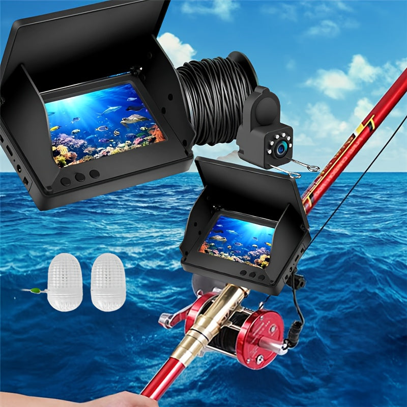 XHJ Upgraded Portable 4.3-Inch High Definition Underwater Fishing Camera with Triple Light Shielding And Night Vision, HD Camera And Bait Monitor, Complete Fishing Kit