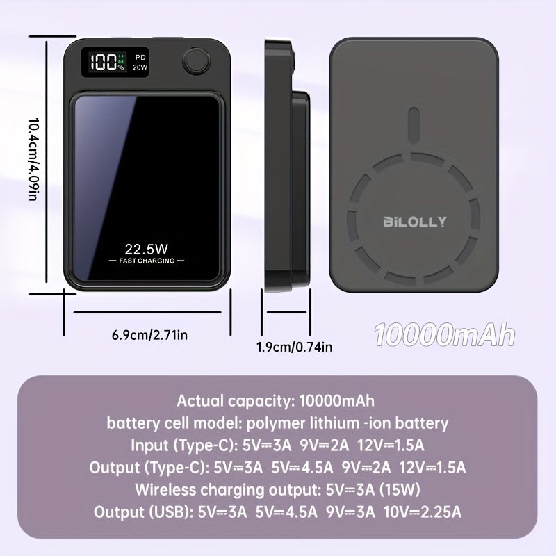 New Magnetic Wireless Power Bank - Portable Charger Power Bank, 5000/10000/15000mAh Battery Pack, 22.5/30W PD Fast Charging, 15W Wireless Charging, Magnetic Battery Pack For 17/16/15/14/13/12/Pro/Mini/Pro Max And Wired Charging For Android Phones