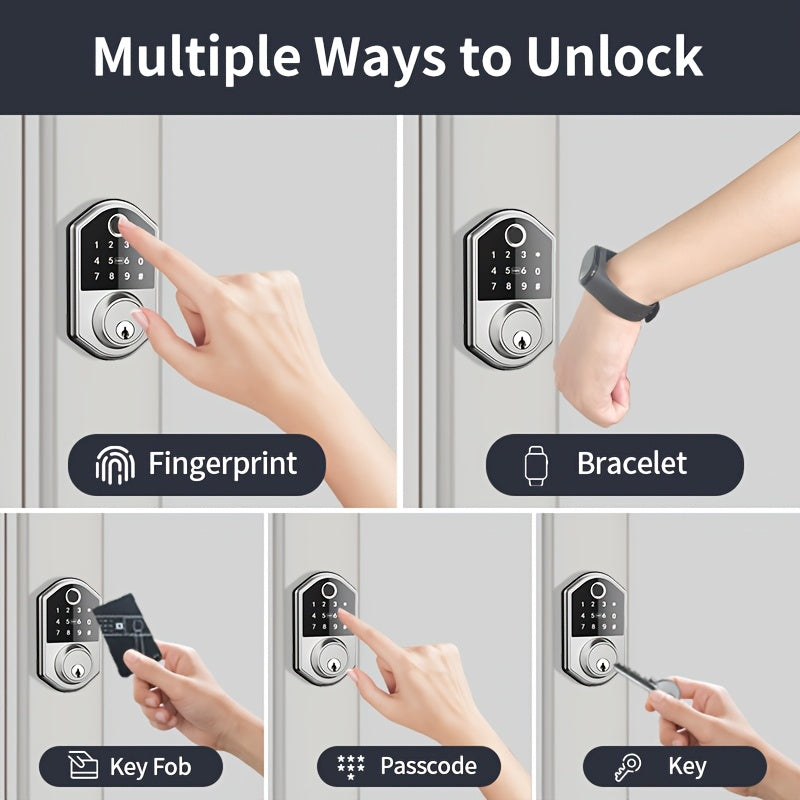 Biometric Fingerprint Smart Door Lock, Keyless Entry, Automatic Locking, Electronic Keypad , Biometric Recognition, Anti-peeping Password, Easy to Install