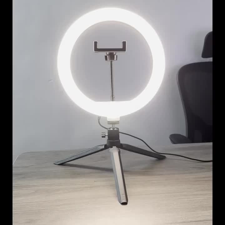 10/18Inch Desk Stand Ring Light, LED Mobile Phone Fill Light, 3 Color Temperatures Adjustable, Suitable for Live Streaming, Streaming Shooting