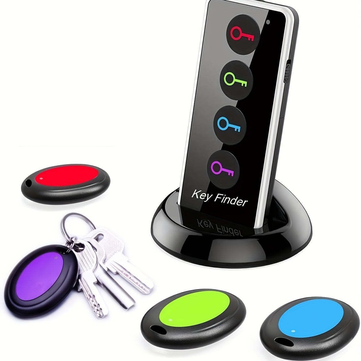 Key Finder with 1 Transmitter And 4 Receivers, Equipped with an LED Flashlight, Designed to Help Locate Keys, Mobile Phones, Wallets, And Remote Controls to Prevent Loss.