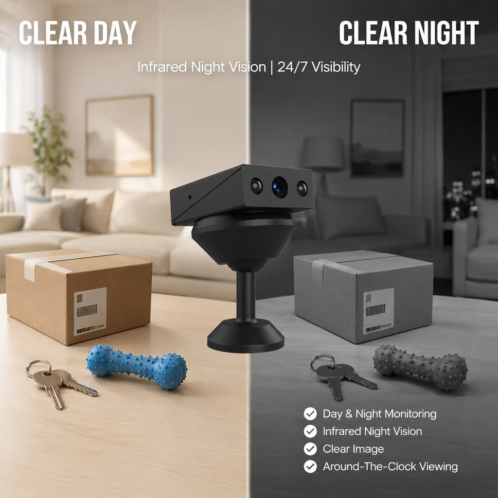 Full HD Mini Wireless Security Camera Night Vision Motion Detection Voice Recording Capability Built-In AP Hotspot No Internet Needed Easy Install Cloud Storage for Home Apartment Garage Porch Baby Pet Black Wireless Surveillance Camera