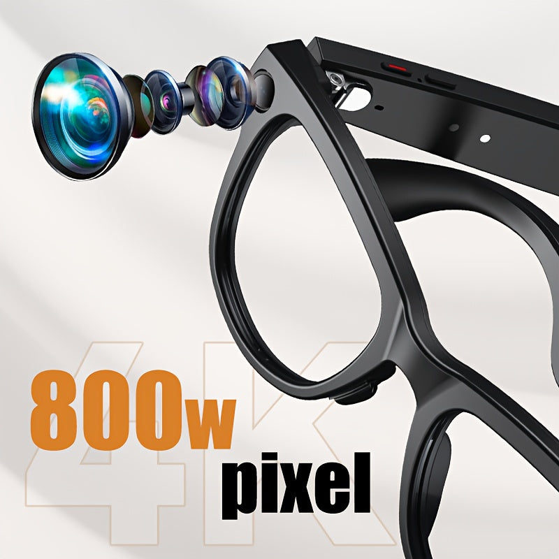 AI Smart Glasses Camera 8MP HD Video Recording Glasses with Audio, Real-Time Translation, Bluetooth Call & Music, AI Object Recognition, Touch Control, Wearable Camera Glasses for Men Women Travel Outdoor