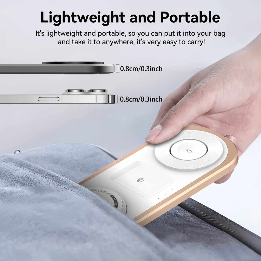 [3 in 1 Wireless Fast Charger] 3 in 1 15W Wireless Fast Charger for Iphone, Foldable Charging Station for Iphone 16/15/14/13/12/Pro Max/Pro/Mini/Plus, for Iwatch 10/9/8/7/SE/6/5/4/3/2/1/Ultra2/Ultra, for Airpods Pro/2/3/4