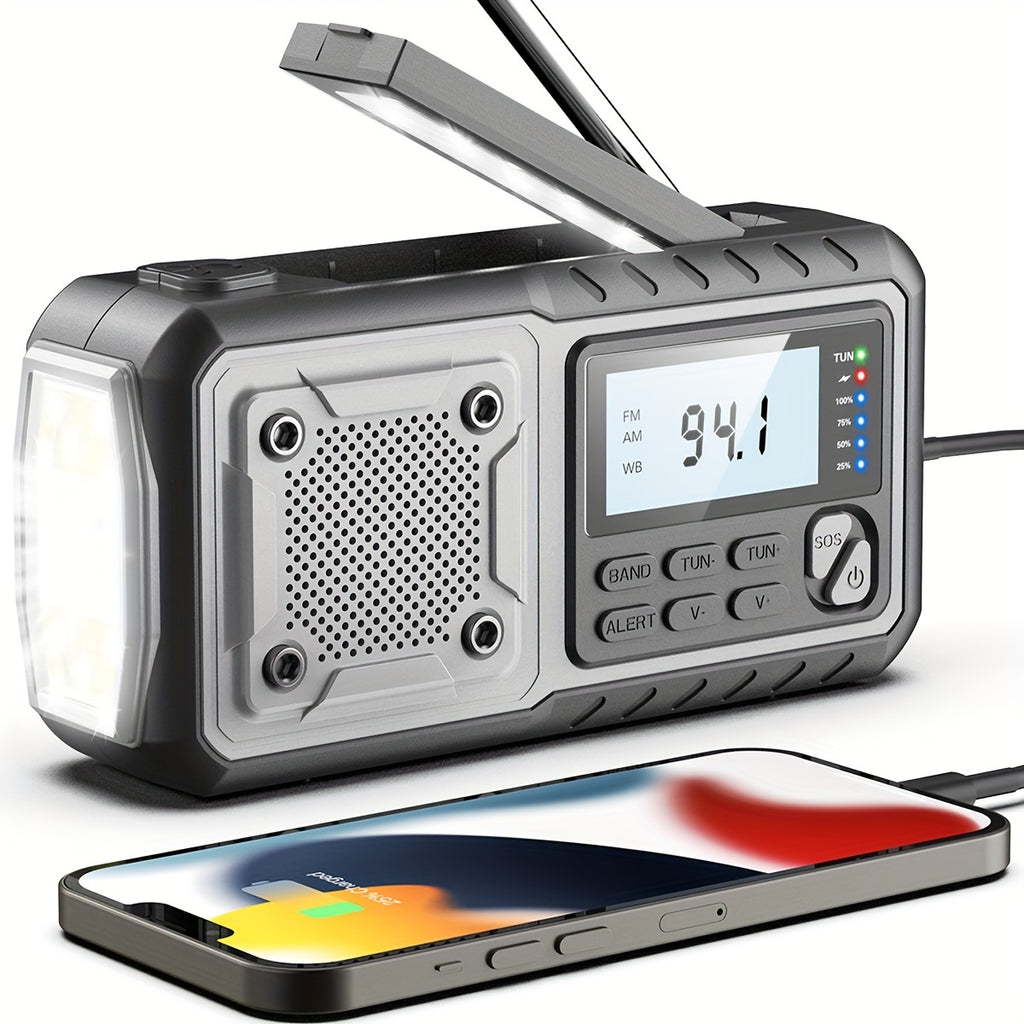 5000mAh Emergency Radio Hand Crank Weather Radio, Solar Powered Hand Crank Portable NOAA AM FM Battery Powered Radio with Flashlight Weather Alert, SOS Alert And Reading Light, Family Gift Survival Geara