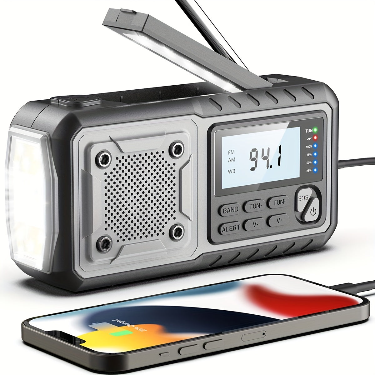 5000mAh Emergency Radio Hand Crank Weather Radio, Solar Powered Hand Crank Portable NOAA AM FM Battery Powered Radio with Flashlight Weather Alert, SOS Alert And Reading Light, Family Gift Survival Geara