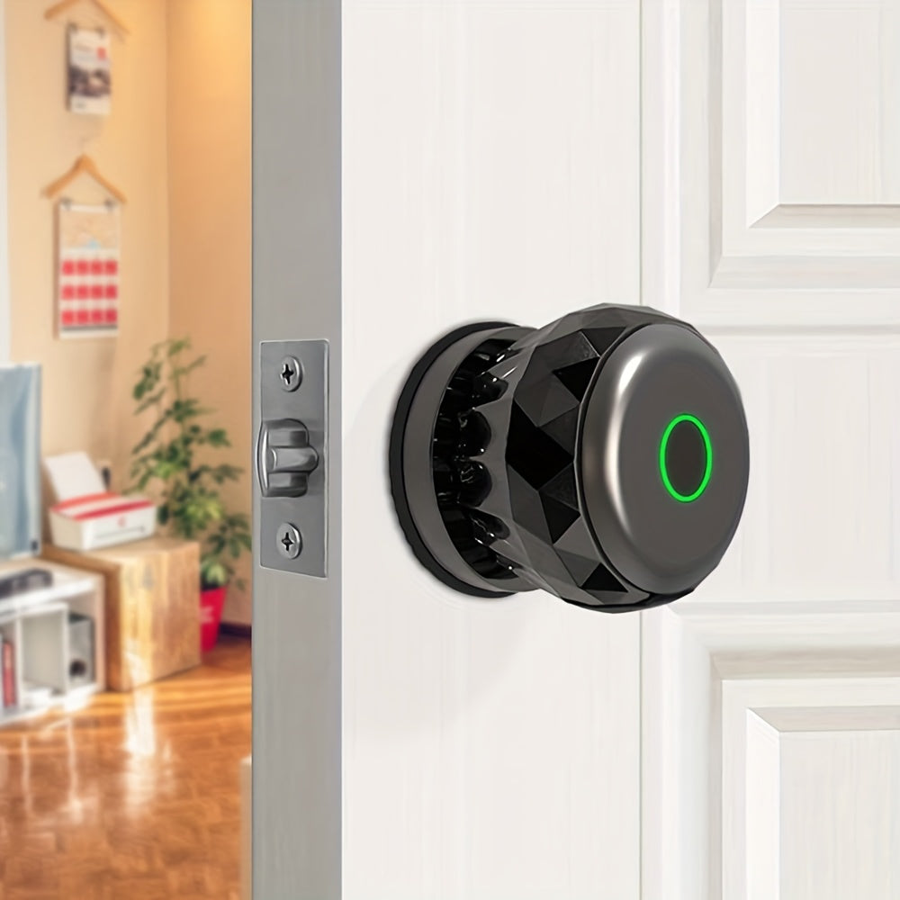 Smart Fingerprint Door Lock Handle - Smart Door Lock With Handle 3 In 1 With IC Card/Key/100 Fingerprint Biometric Electronic Keyless Door Lock For Bedroom Home Hotel Office Easy Installation Black.