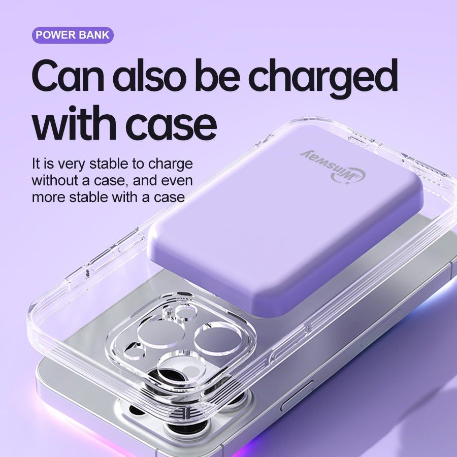 Winsway 5000mAh magnetic mini mobile power bank, supports PD and QC 3.0 fast charging, colorful and versatile, suitable for iPhone 17/16/15/14/13 series