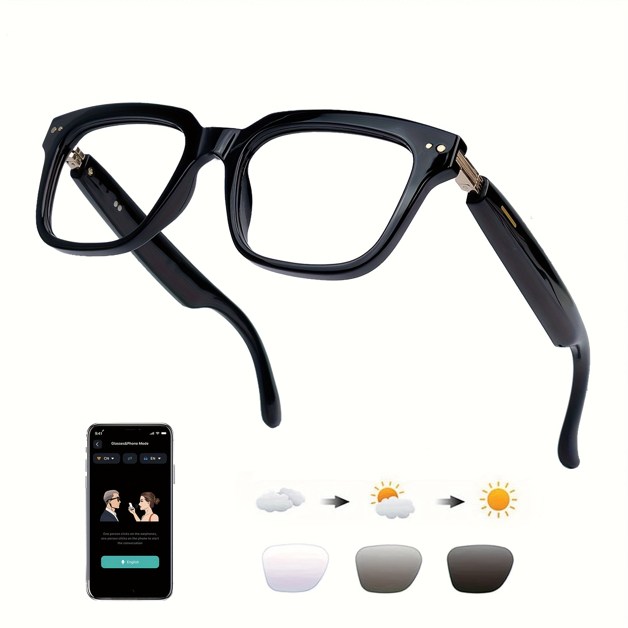 OICIIDO New AI Smart Glasses Support Real-time Translation for 160+ Languages And Video Translation. Equipped with Chat GPT System. Multifunctional Audio Glasses for Men And Women. Built-in Microphone And Speaker. HD Voice Calls And Hi-Fi Music