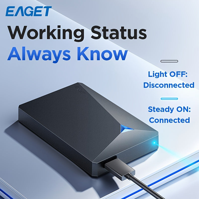 EAGET Portable HDD External Hard Drive, USB3.0 Mechanical Hard Drive High-speed Mobile Backup Storage, Plug & Play Suitable for PC, Desktop, MacBook, Ps4, Xbox, Smart TV
