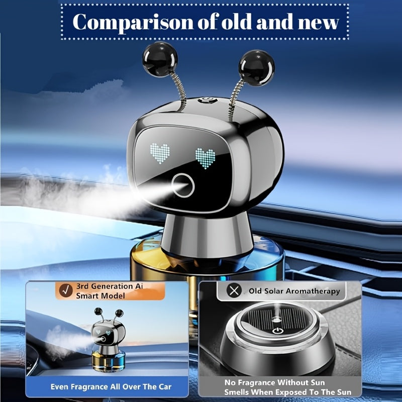 [USB Charging, Intelligent] Robot Smart Car Air Freshener, USB Charging, Four Concentration Levels, Intelligent Fragrance Spraying With Car Start And Stop, AI Expression Changes Flexibly, Adding A Sense Of Technology To The Car, It Is A Must-Have Item For