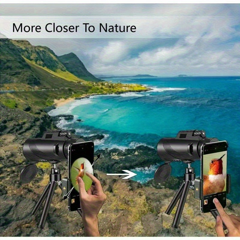 10x42 Monocular Telescope HD | Portable Handheld with Phone Adapter - FMC Lens for Bird Watching, Wildlife, Hiking, Camping, Concerts & Sports | Ideal Christmas Gift, Stocking Stuffer