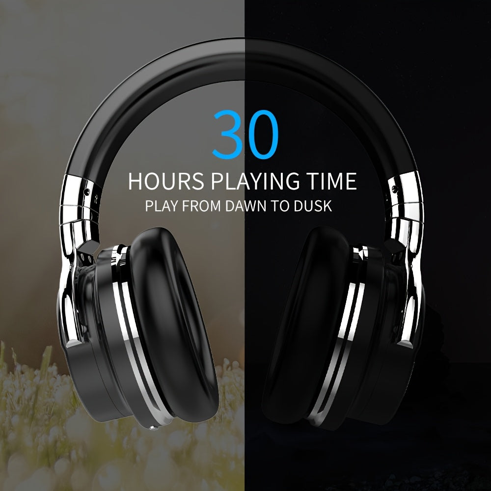 Active Noise Cancelling Headphones Wireless Headphones with Microphone Deep Bass, Over Ear Headphone, Comfortable Protein Earpads, 30 Hours Playtime