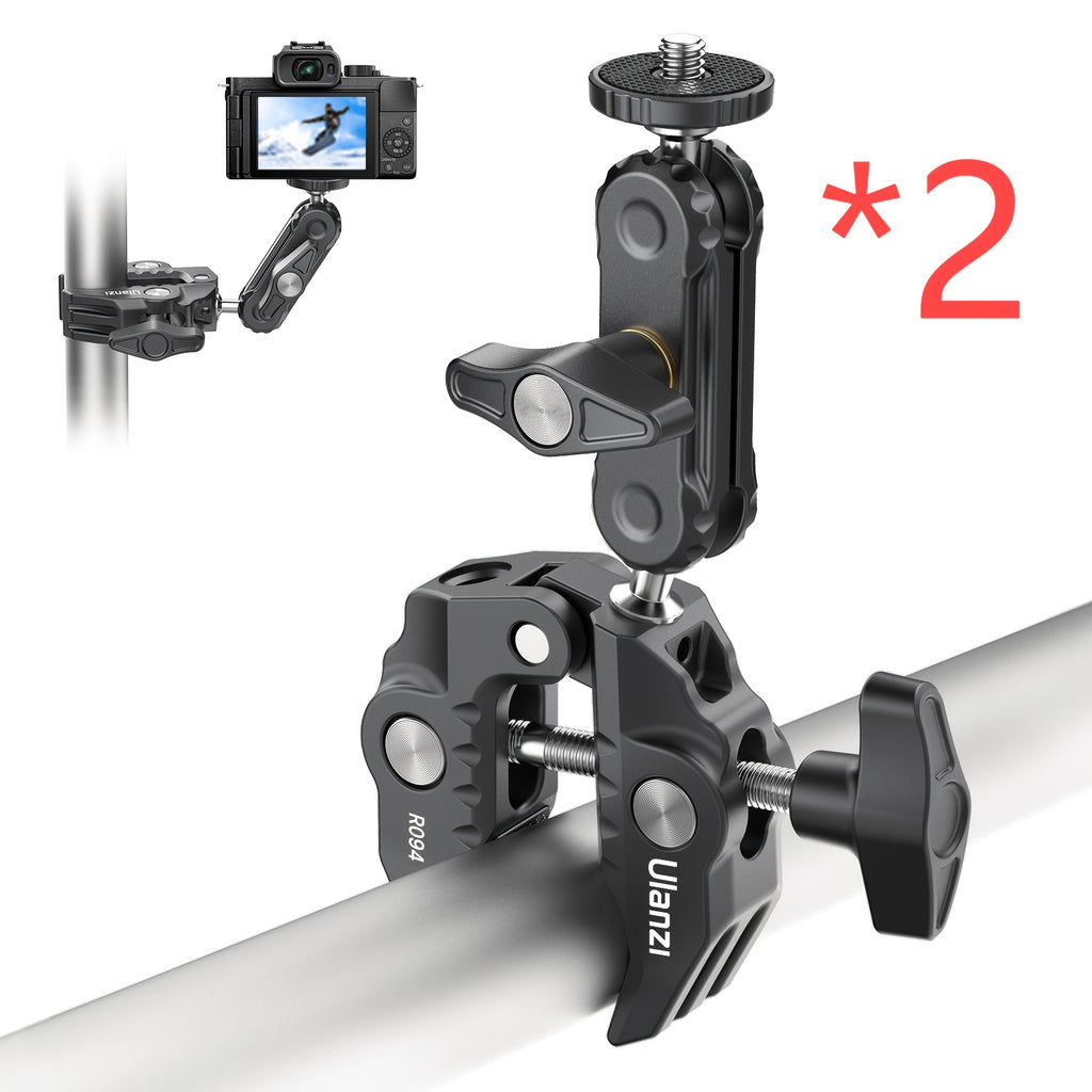 ULANZI Super Clamp Camera Clamp Mount Monitor 360° Ballhead Magic Arm Double Ball Head Adapter with 1/4"-20 & 3/8"-16 Thread for Canon Nikon DSLR Action Camera/LED Lights/Ronin-M/Ronin MX/Freefly MOVI 1pc/2pcs/3pcs)