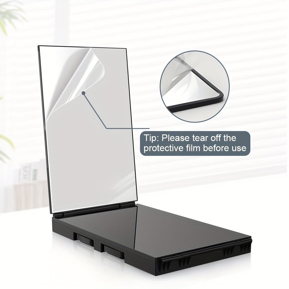 360 Viewing Angle Self Hair Cutting Mirror, Clear Anti-Fog HD Glass (Black with LED)