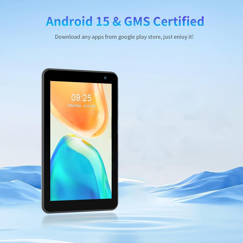 [Android 15 Tablet] 7-Inch Android 15 Tablet, 32GB RAM, 1TB Expandable Storage, Comes with Protective Case, Multi-Core CPU for Efficient Processing, 8GB (3GB+5GB) RAM, Supports 5G Dual-Band Wi-Fi 6, Dual HD Cameras, 1024*600 IPS Touch Screen Tablet, Table