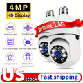 2pcs 4MP Light Bulb Security Cameras, IP54 Protection Rating, Full-Color Night Vision, Motion Detection, Two-Way Audio, E27 Thread WiFi Camera, Wide-Angle Lens, Real-Time Video Streaming And Remote Monitoring,