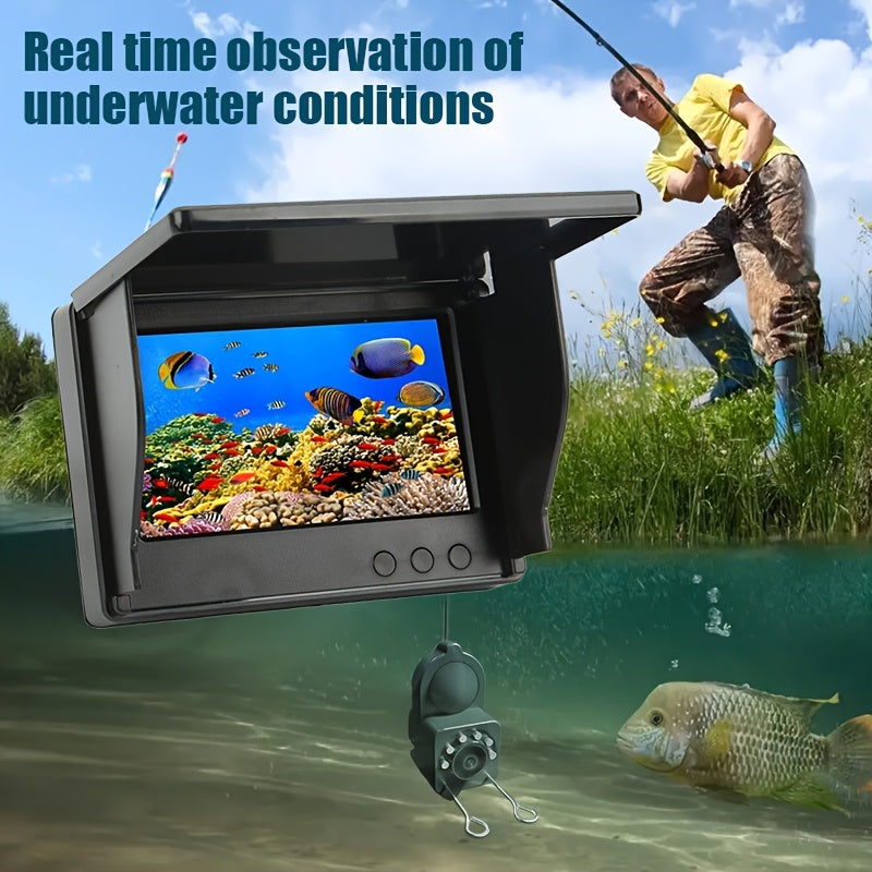 XHJ Upgraded Portable 4.3-Inch High Definition Underwater Fishing Camera with Triple Light Shielding And Night Vision, HD Camera And Bait Monitor, Complete Fishing Kit