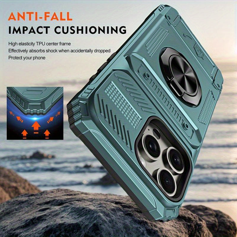 Phone Case: Shockproof with Card Slot, Phone Case & Protective Cover Compatible for IPhone17, 17Air, 17 Pro And 17 Pro Max, for iPhone 16 Pro Max 15 Pro 14 Plus 13 PM 12 11 Mini. Also Fits iPhone 17 Series Models with Card Storage Function.Ring