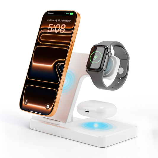 [Valentine's Day Gifts] Foldable 3-in-1 Wireless Charger Station, 15W Fast Charging Charger Stand, for iPhone 16 15 14 13 12 11 X 8 Pro Max/Pro/Mini/Plus, for iWatch Ultra10/9/8/7/6/5/4/3/2 SE, for AirPods 3/2/Pro Multiple Devices, School Season, Valentin