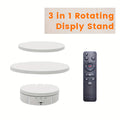 JANCHUN 3-In-1 Turner Cup Rotating Display Stand for Epoxy Glitter Tumbler, 360 Degree Rotating Display Stand, 5.74"/7.08"/8.06" Diameter, Automatic Remote Control Silent Rotation, Can Be Rotated in 360 Degrees