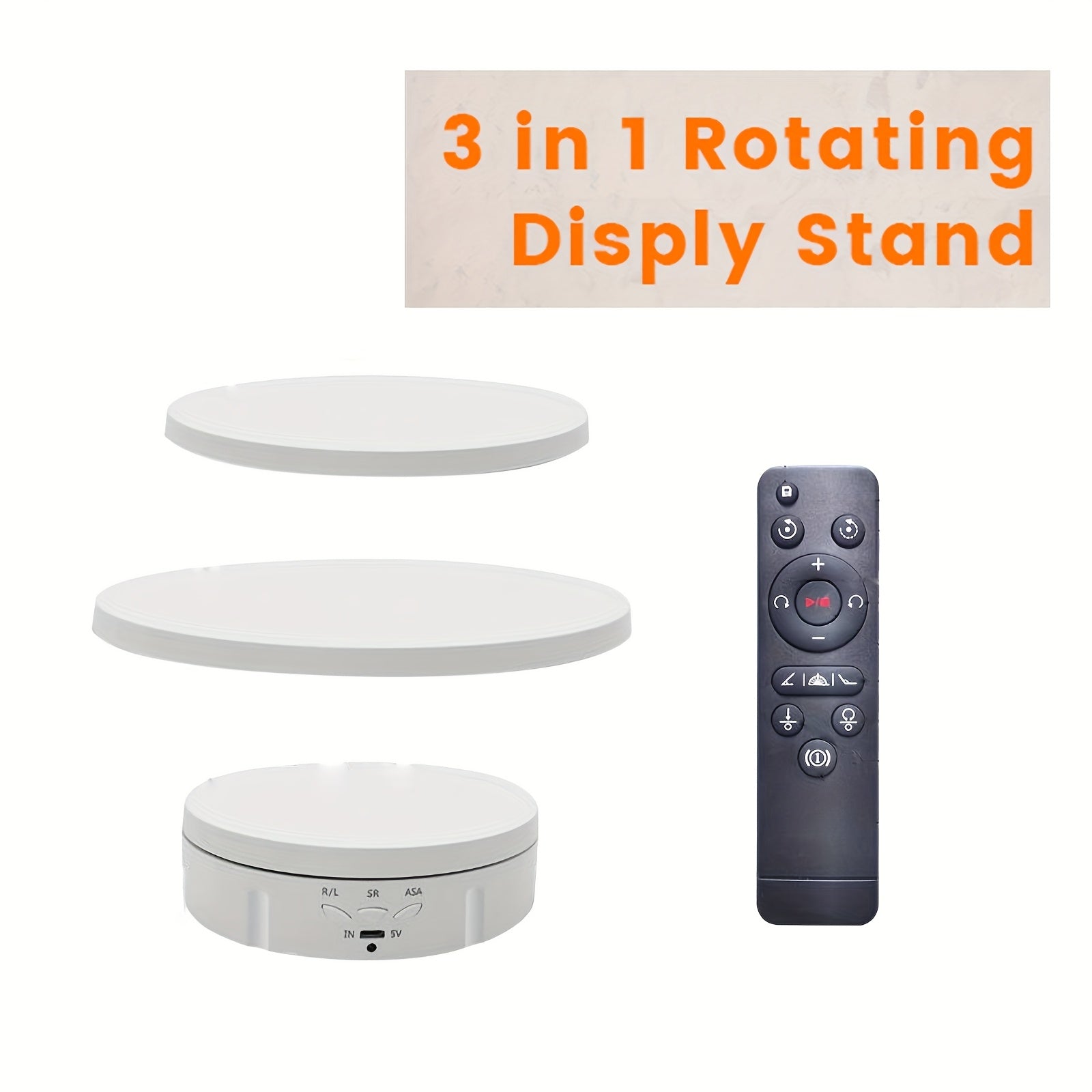 JANCHUN 3-In-1 Turner Cup Rotating Display Stand for Epoxy Glitter Tumbler, 360 Degree Rotating Display Stand, 5.74"/7.08"/8.06" Diameter, Automatic Remote Control Silent Rotation, Can Be Rotated in 360 Degrees