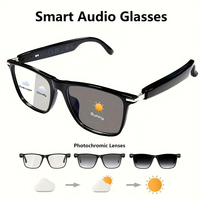 New Smart Glasses with Auto-tinting Lenses That Automatically Transform into Fashion Glasses in Sunlight. Built-in Microphone and Speaker for HD Voice Calls and HiFi Music Quality. Smart Audio Glasses, Ideal for Sports, Driving, Fishing, and Daily