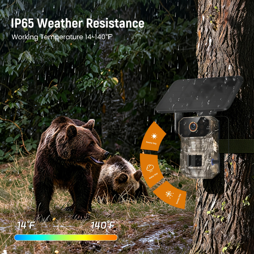 4G/5G LTE Cellular Trail Camera, Trail Camerawithsolar Panels, 1920P Wildlife Monitoring Camera with PIR Motion Sensor, Infrared Night Vision, Two-way Voice, Remote Access, No WiFi Required IP65 (replaceable Within 2 Years)