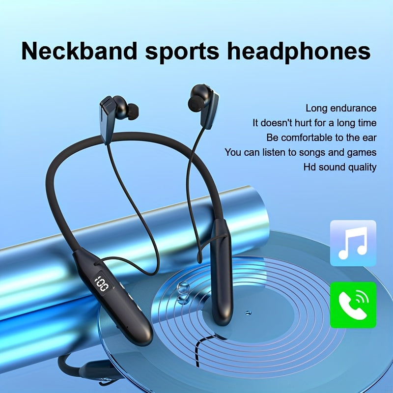 2025 New Wireless Earphones for Outdoor Sports, Designed for Neck Hanging, Ideal for Physical Activities, In-Ear Style, Flexible Neckband, Extremely Long Battery Life, Perfect for Running, Workouts, Calls, Music, And Gaming