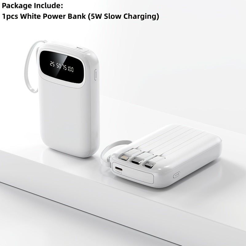 10000mAh Pocket Size Mini Cute 5W Slow Charging/15W Fast Charging/22.5W Super Fast Charging Portable Cartoon Power Bank, Small Size Large Capacity High Appearance, Built-with 3 Cables, High-Speed Rechargeable Battery, Travel Must Have, for iPhone