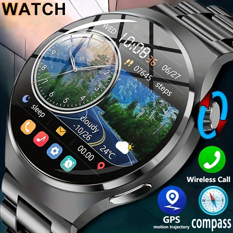 [GPS NFC Smartwatch] 2024 New GPS Motion Trajectory Smart Watch Men NFC Wireless Call Men Watch 360*360 HD Screen Smartwatch Sports Fitness Tracker Outdoors Smart Watch For Men