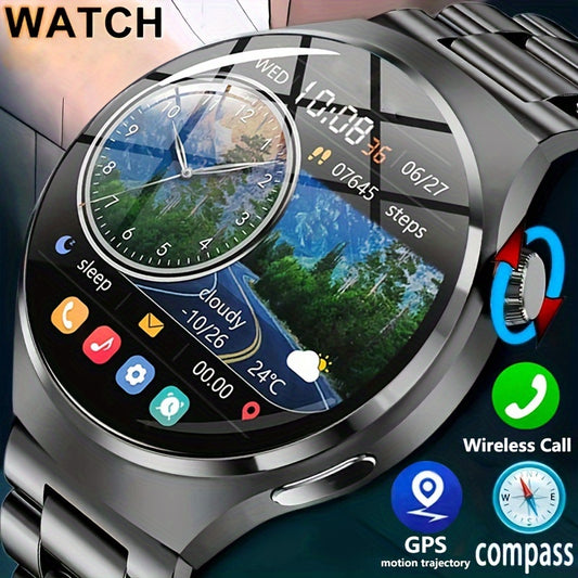 [GPS NFC Smartwatch] 2024 New GPS Motion Trajectory Smart Watch Men NFC Wireless Call Men Watch 360*360 HD Screen Smartwatch Sports Fitness Tracker Outdoors Smart Watch For Men