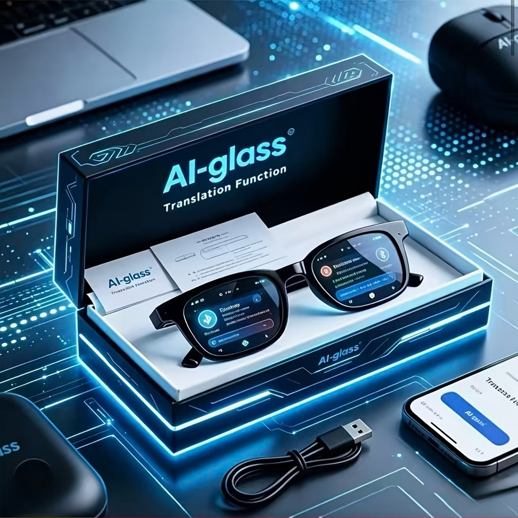 The AI-powered Translation Glasses Feature Stylish Glass Lenses And Are Equipped With A Powerful AI Translation System. They Support Real-time Translation And Summary Of Meeting Notes, High-speed WiFi Transmission, And Are Suitable For Various Occas