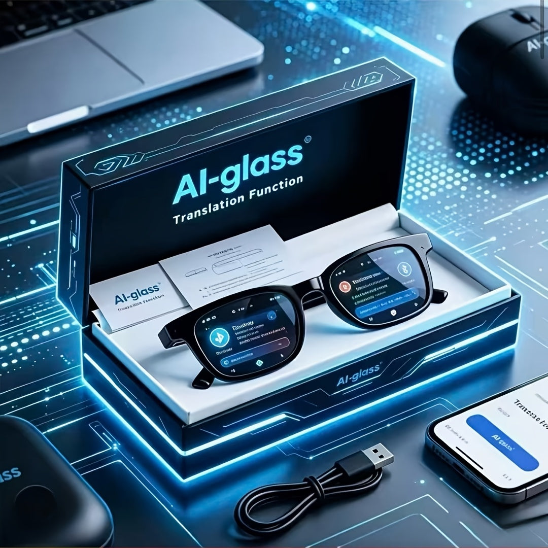 The AI-powered Translation Glasses Feature Stylish Glass Lenses And Are Equipped With A Powerful AI Translation System. They Support Real-time Translation And Summary Of Meeting Notes, High-speed WiFi Transmission, And Are Suitable For Various Occas