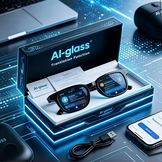 The AI-powered Translation Glasses Feature Stylish Glass Lenses And Are Equipped With A Powerful AI Translation System. They Support Real-time Translation And Summary Of Meeting Notes, High-speed WiFi Transmission, And Are Suitable For Various Occas