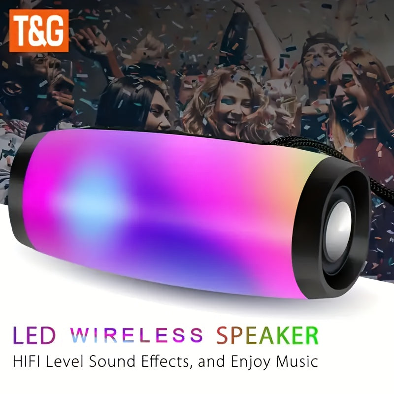 TG157 Portable Wireless Speaker, 5.0 LED Flash, 10W Dual Speakers, 3-5 Hours Playback Time, TF Card Support, AUX/USB/FM Radio, 1200mAh Rechargeable, Compact Design, Suitable for Outdoor Camping and Travel